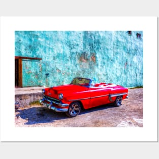 Red Car In Havana Posters and Art